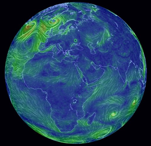 Earth Wind Map карта ветров в реальном времени