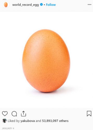 Отличный вирусный маркетинг у поста в Инстаграм с яйцом